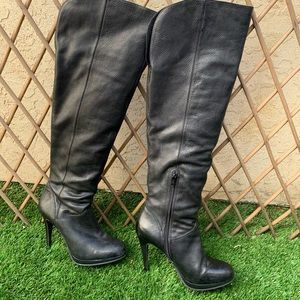 Black Leather over the knee boot